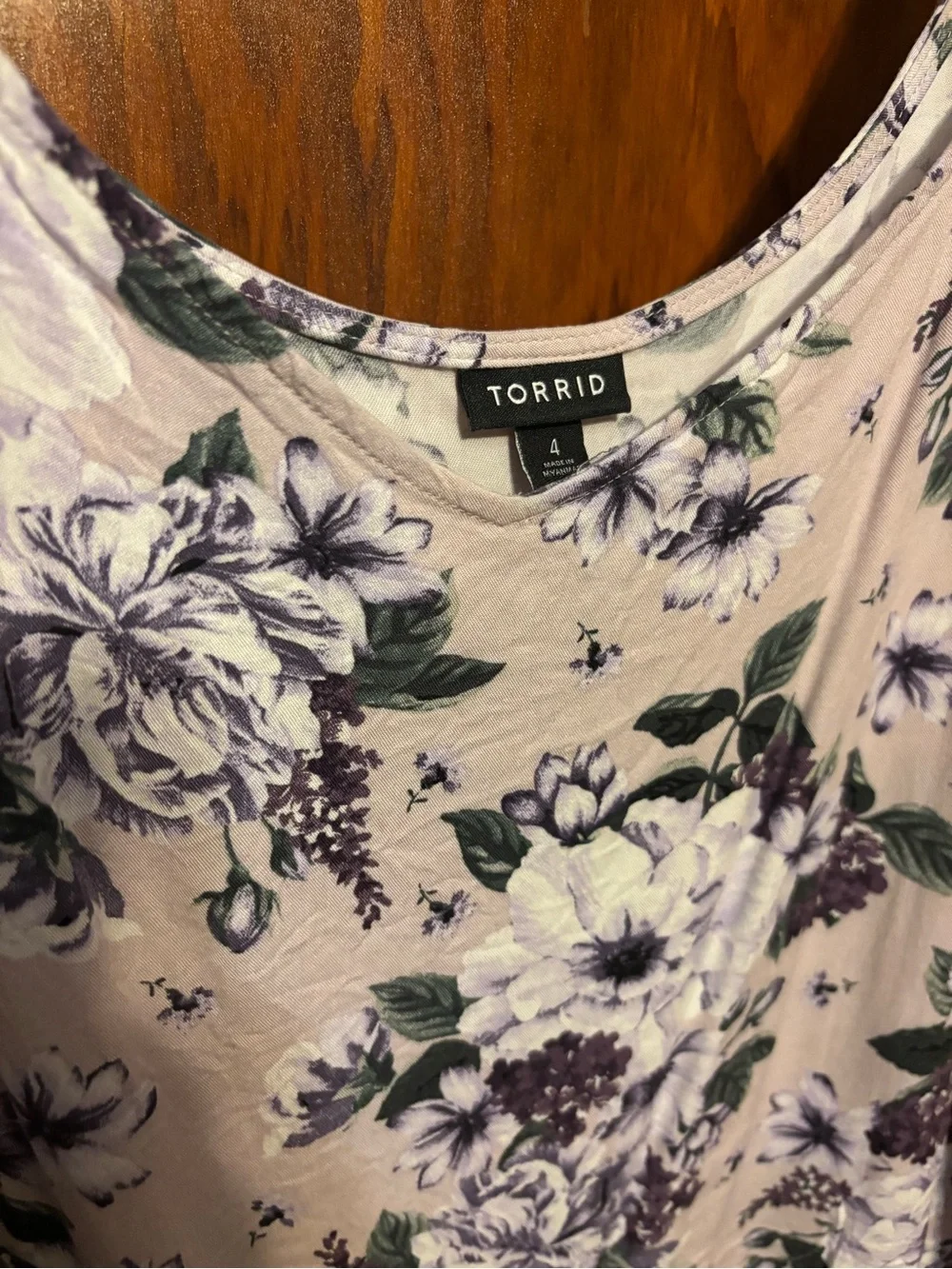 torrid Light Pink Floral Scoop Neck Cami with Purple Blooms